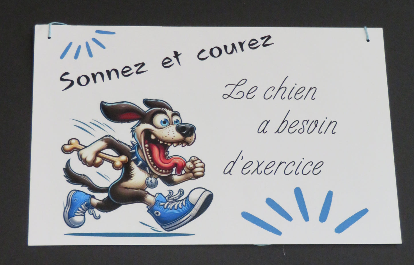 Panneau déco "Sonnez et courez ... le chien a besoin d'exercice"