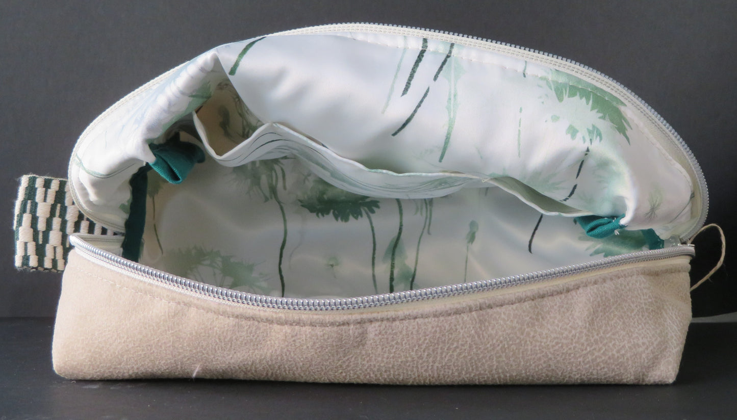 Trousse de toilette " Lin et feuillage"