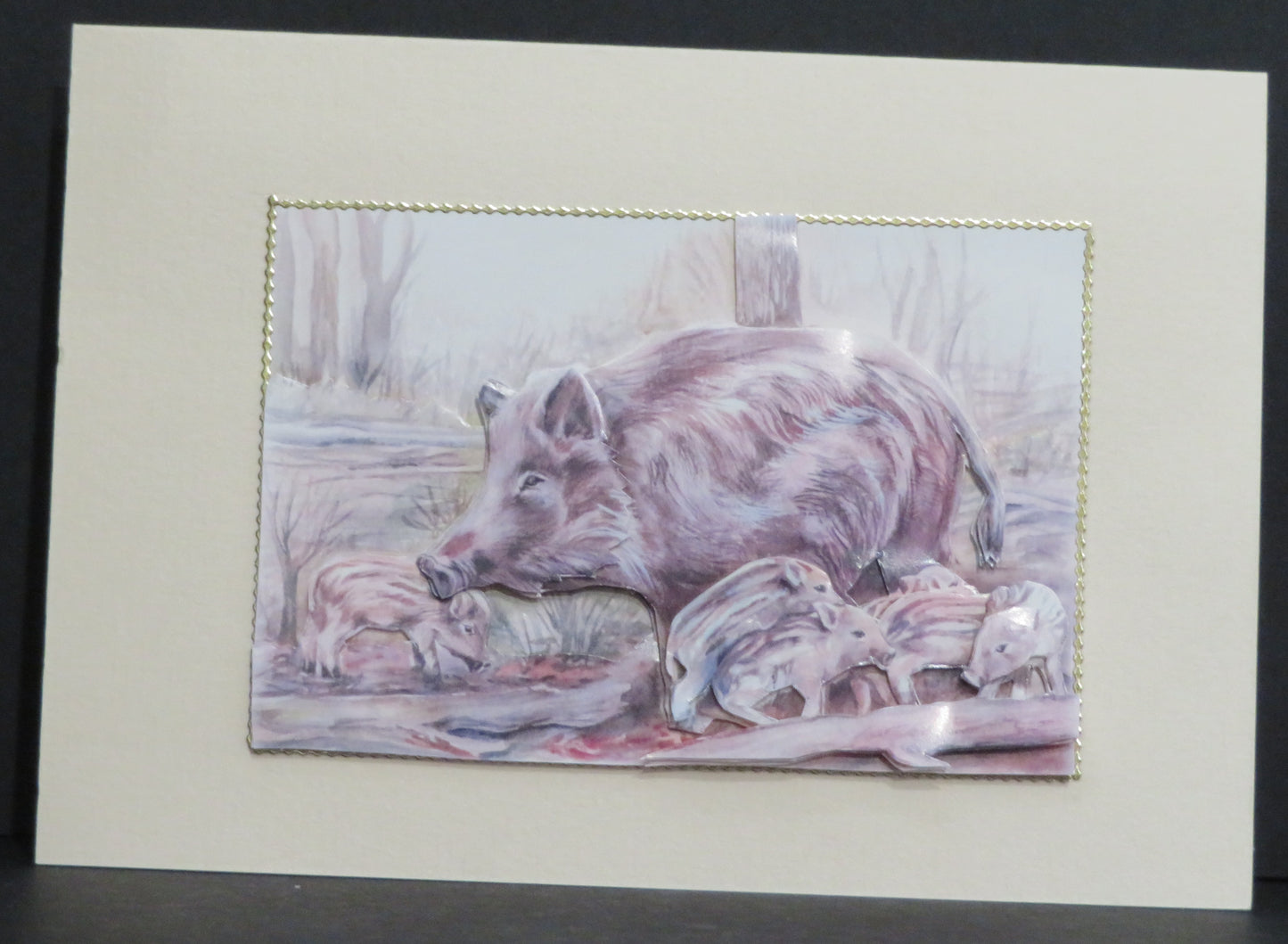 Carte artisanale 3D - Famille de sanglier