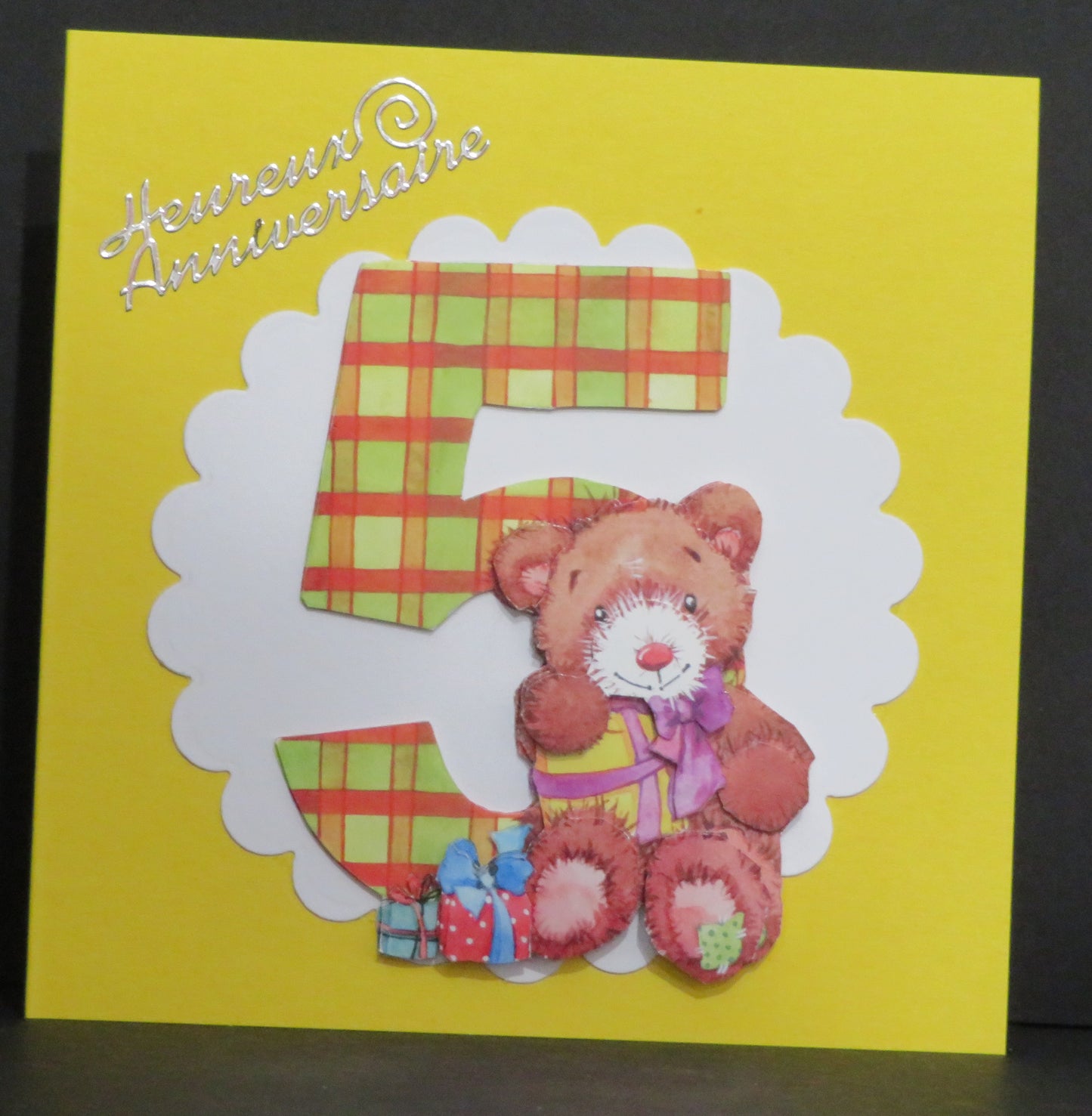Carte artisanale 3D - Anniversaire 5 ans