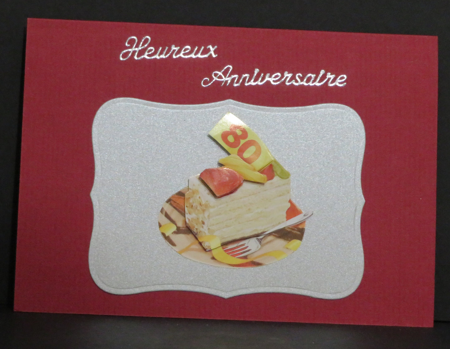 Carte artisanale 3D - Anniversaire 80 ans