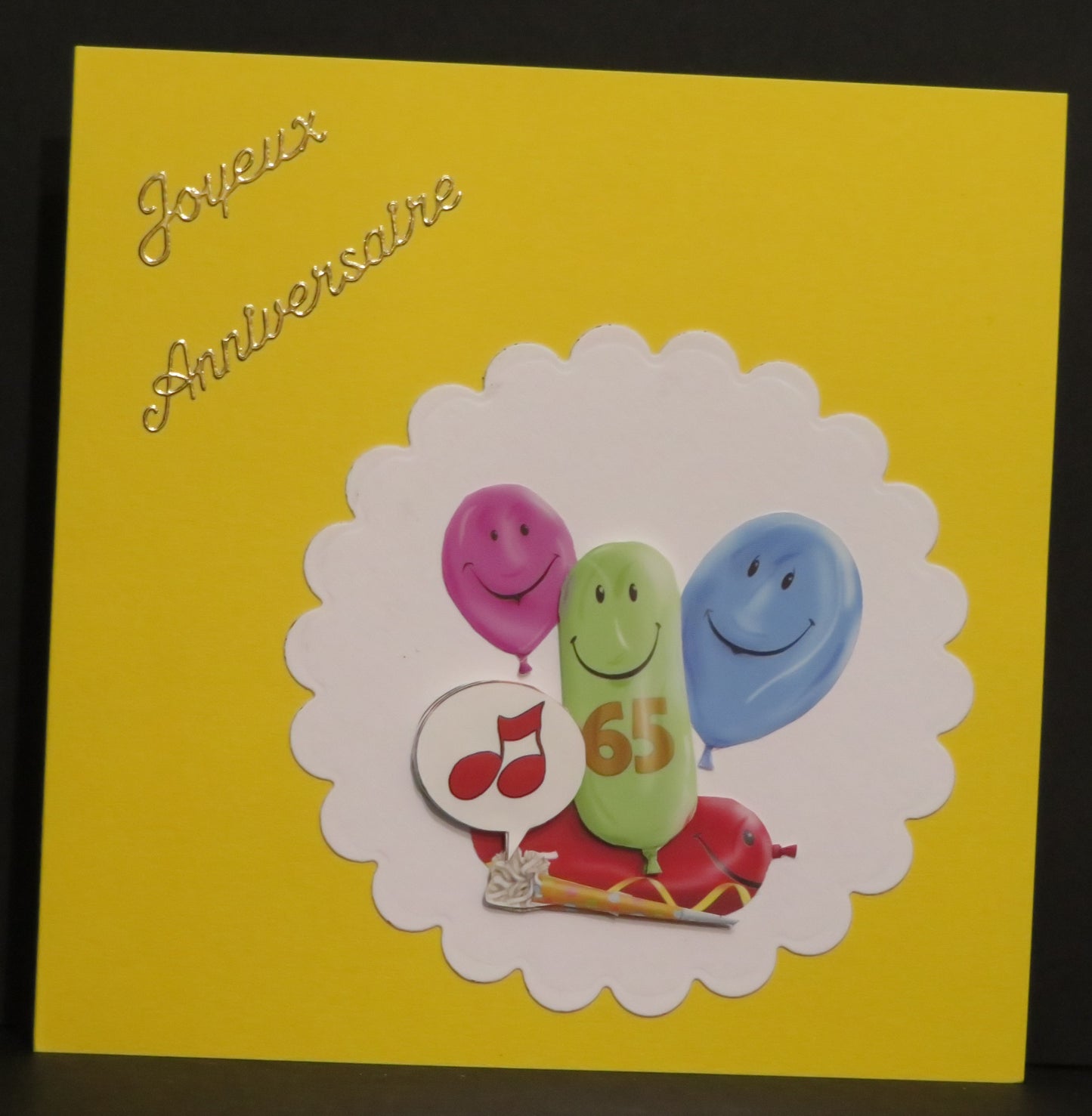 Carte artisanale 3D - Anniversaire 65 ans