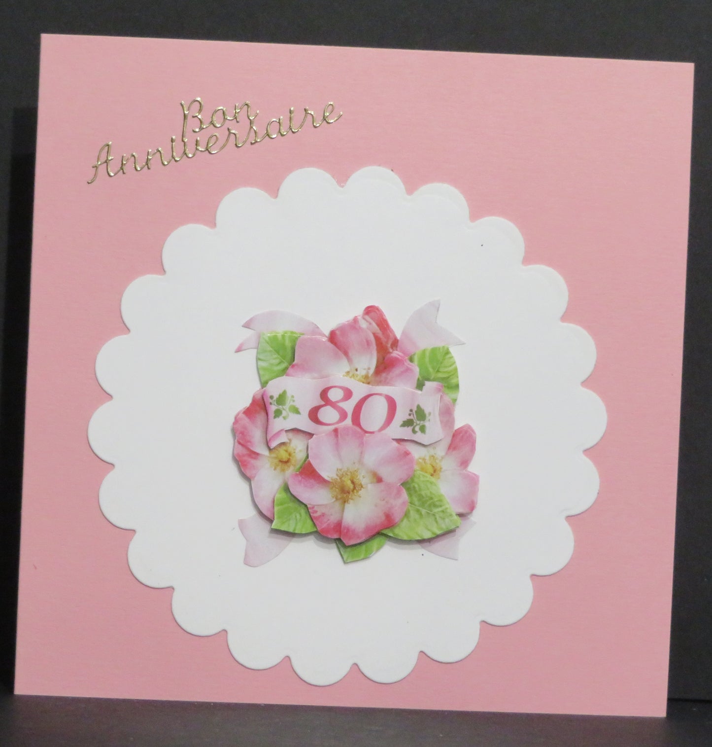 Carte artisanale 3D - Anniversaire 80 ans