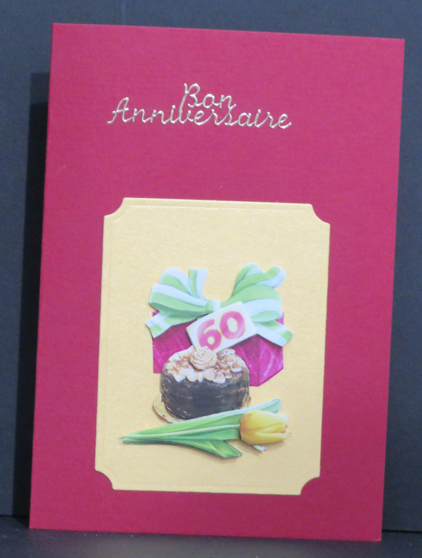 Carte artisanale 3D - Anniversaire 60 ans