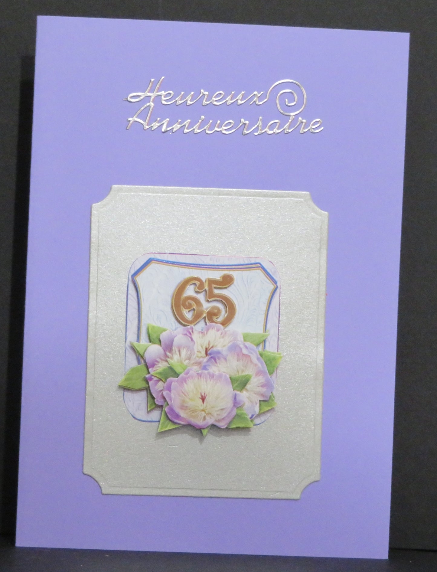 Carte artisanale 3D - Anniversaire 65 ans