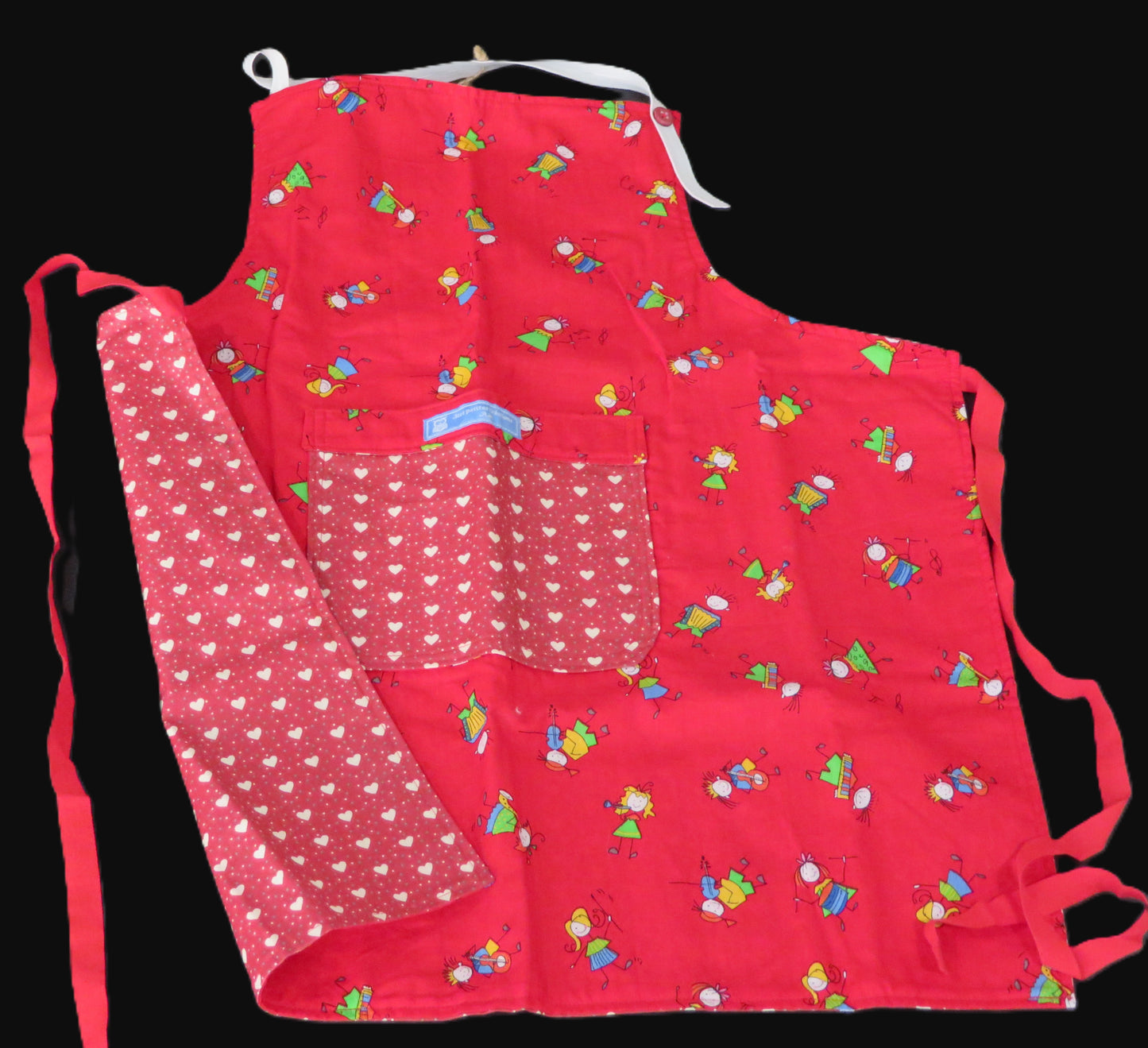 Tablier enfant réversible - Tout en rouge et en bonne humeur !