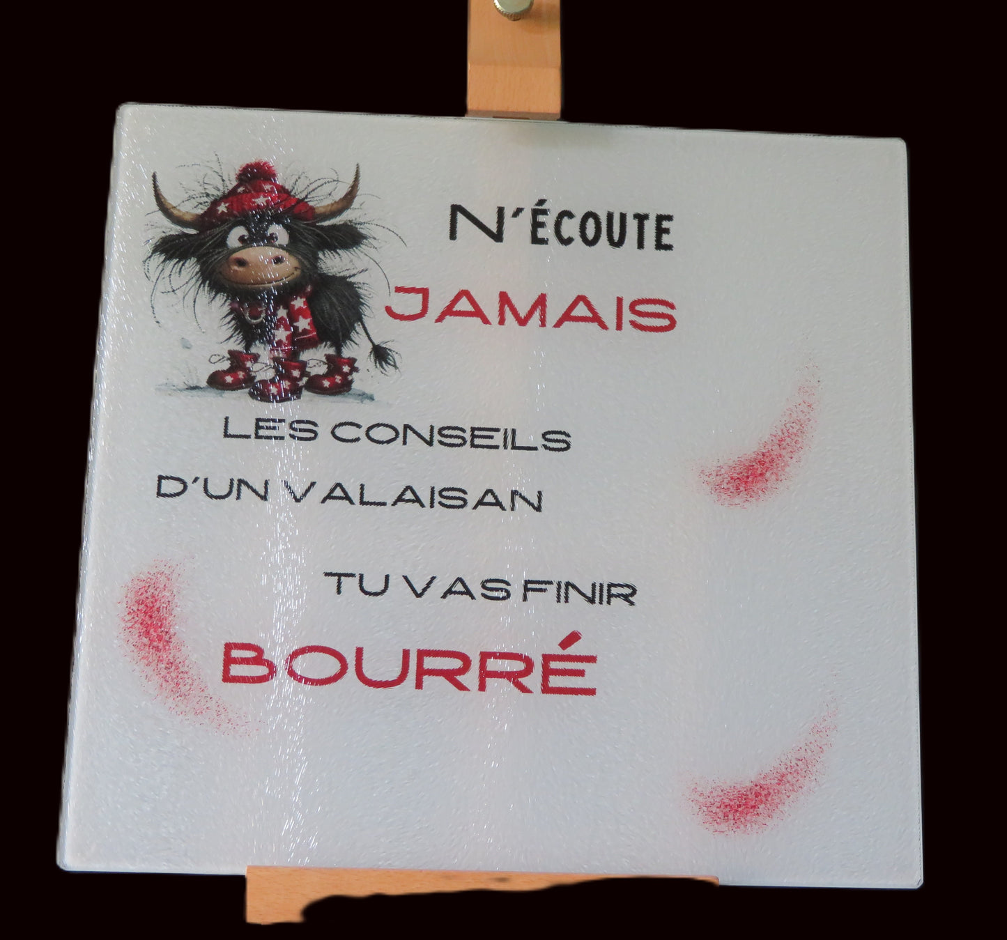 Assiette apéro humoristique - Conseil d'un Valaisan