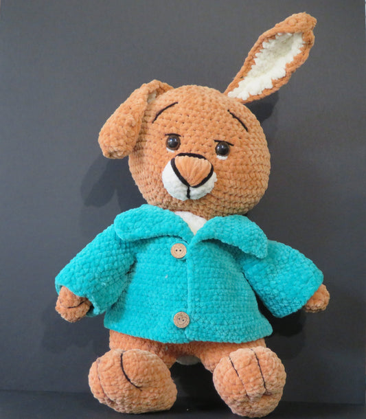 Lapin avec manteau vert
