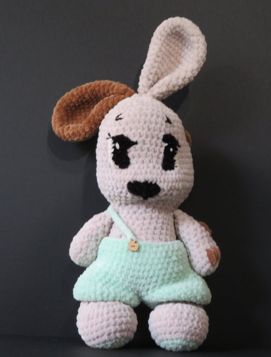 Lapin avec salopette verte