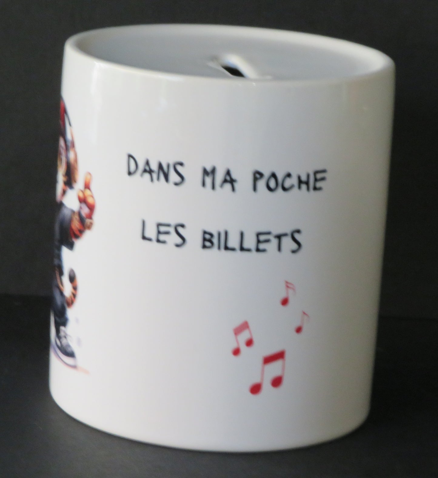Tirelire "Allez hop... dans ma poche les billets"