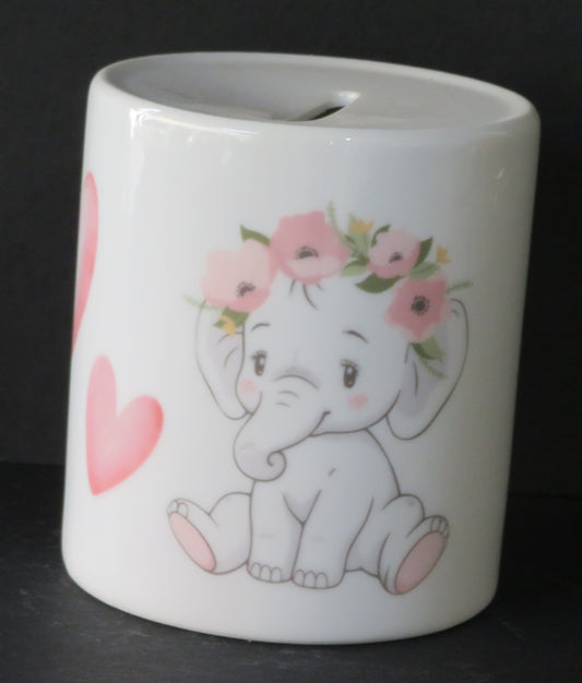 Tirelire éléphant rose - douceur et premières économies
