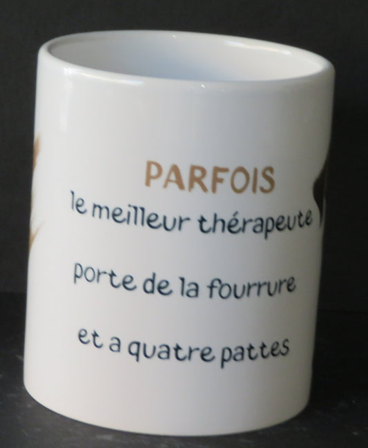 Mug " Parfois le meilleur thérapeute porte une fourrure et à quatre pattes"