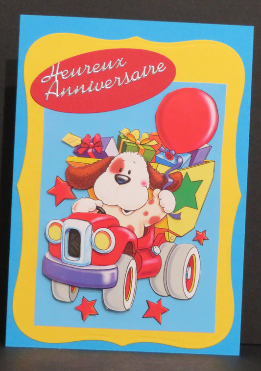 Carte artisanale - Heureux anniversaire en voiture !