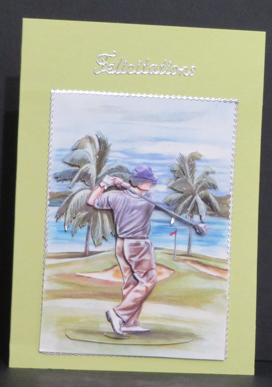 Carte artisanale - Félicitations au golfeur !