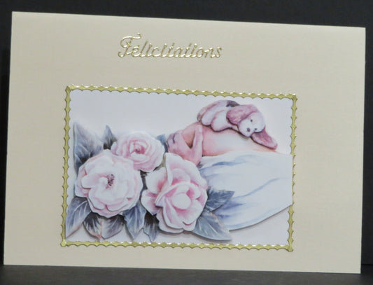 Carte artisanale 3D - Félicitation naissance