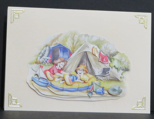 Carte artisanale 3D - Camping en famille