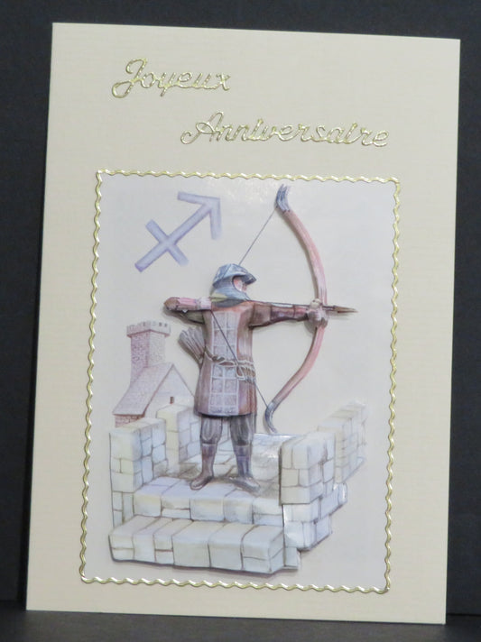 Carte artisanale 3D - Joyeux anniversaire Sagittaire