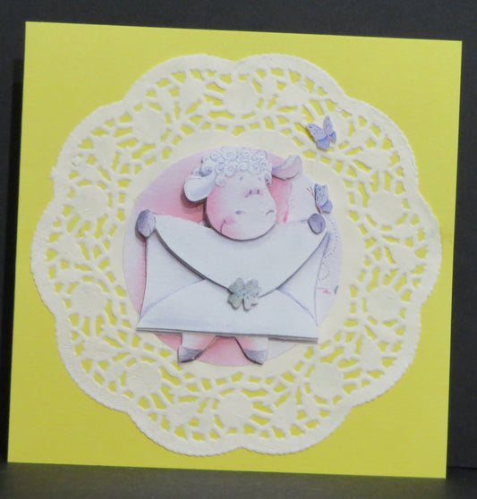 Carte artisanale 3D - Petit mouton messager
