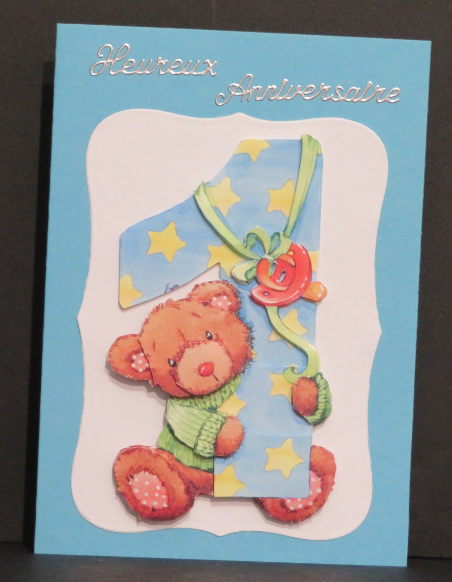Carte artisanale 3D - Anniversaire un an