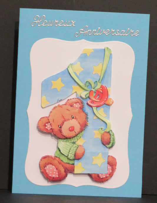 Carte artisanale 3D - Anniversaire un an
