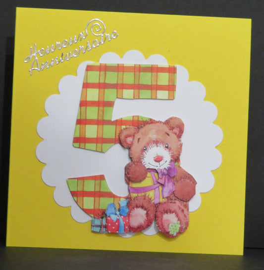 Carte artisanale 3D - Anniversaire 5 ans