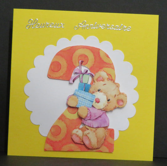 Carte artisanale 3D - Anniversaire 2 ans