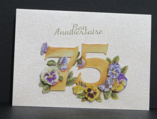 Carte artisanale 3D - anniversaire 75 ans