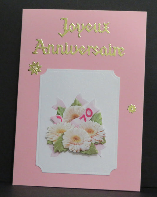 Carte artisanale 3D - Anniversaire 70 ans
