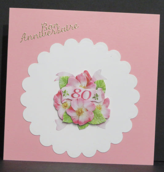 Carte artisanale 3D - Anniversaire 80 ans