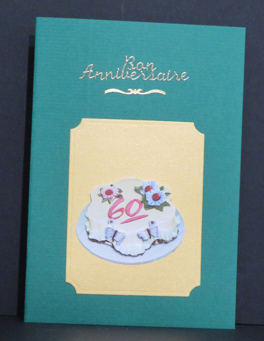 Carte artisanale 3D - Anniversaire 60 ans