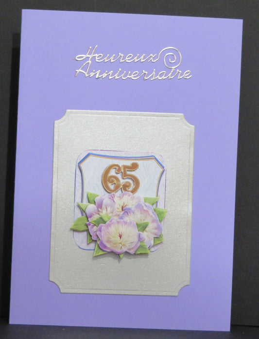 Carte artisanale 3D - Anniversaire 65 ans