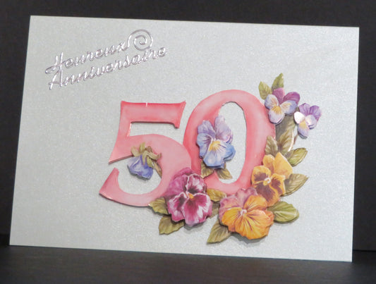 Carte artisanale 3d - Anniversaire 50 ans