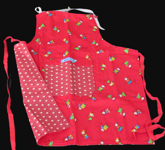 Tablier enfant réversible - Tout en rouge et en bonne humeur !