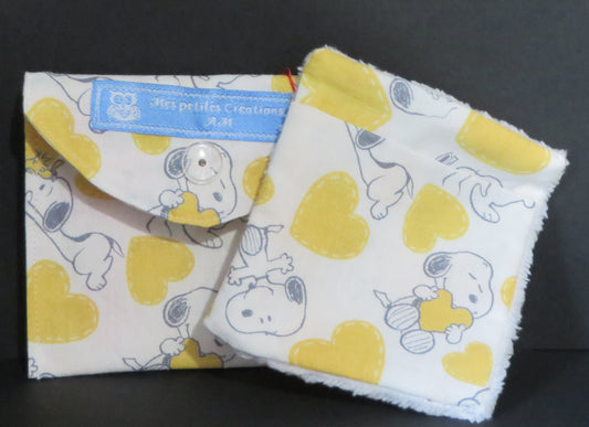 Lingette démaquillante lavable avec sa pochette