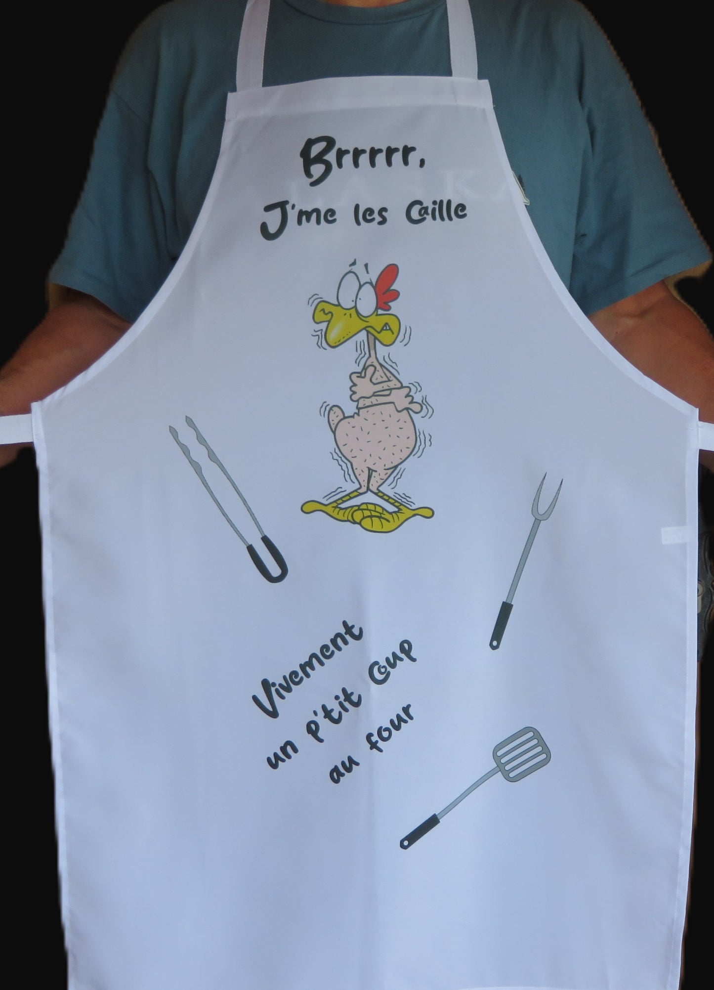 Tablier adulte humour - "Brrr... J'me les caille!"