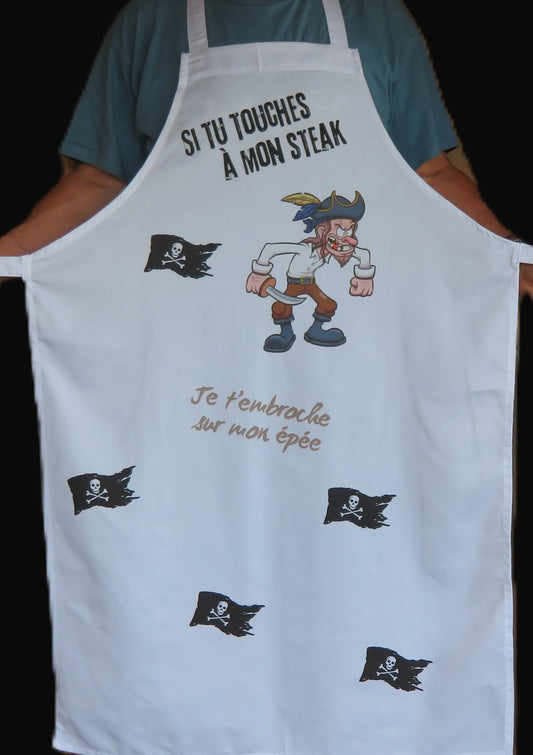 Tablier adulte humour - "Si tu touches à mon steak..."