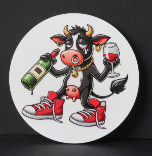 Sous-verre humour - Vache urbaine à l'apéro