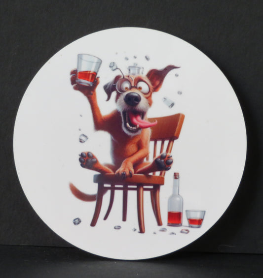 Sous-verre humour - Chien relax à l'apéro