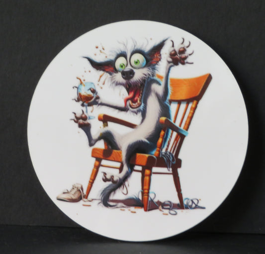 Sous-verre humour - Chien zinzin à l'apéro