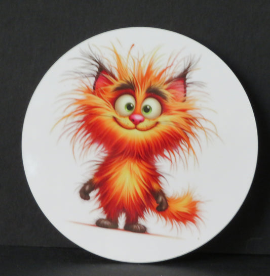 Sous-verre humour - Chat orange flamboyant