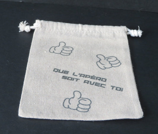Pochette en jute "Que l'apéro soit avec toi" - Pour ranger vos sous-verres avec style