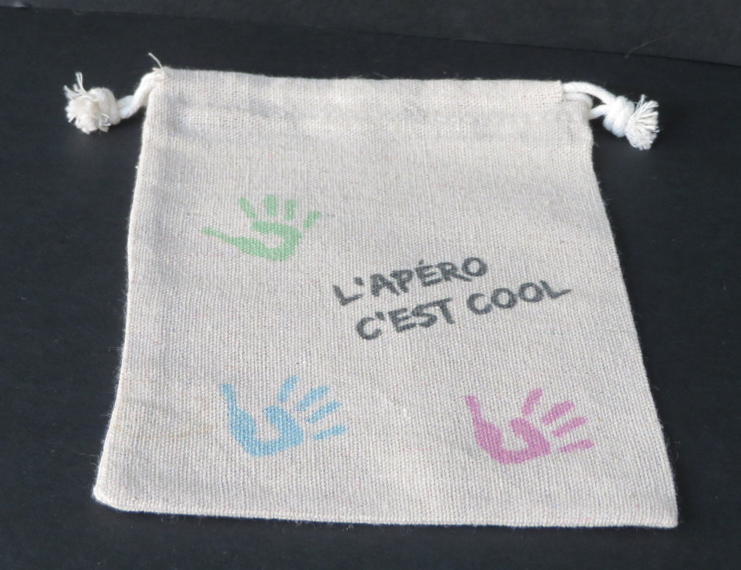Pochette en jute "L'apéro c'est cool" - Pour ranger vos sous-verres avec style