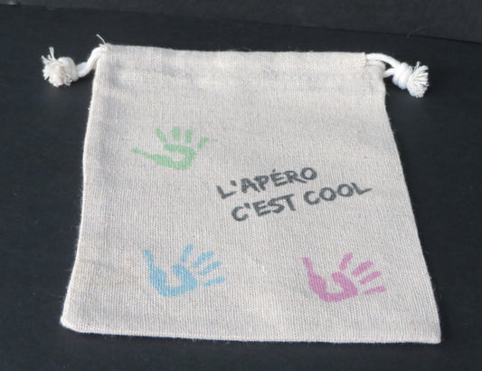 Pochette en jute "L'apéro c'est cool" - Pour ranger vos sous-verres avec style