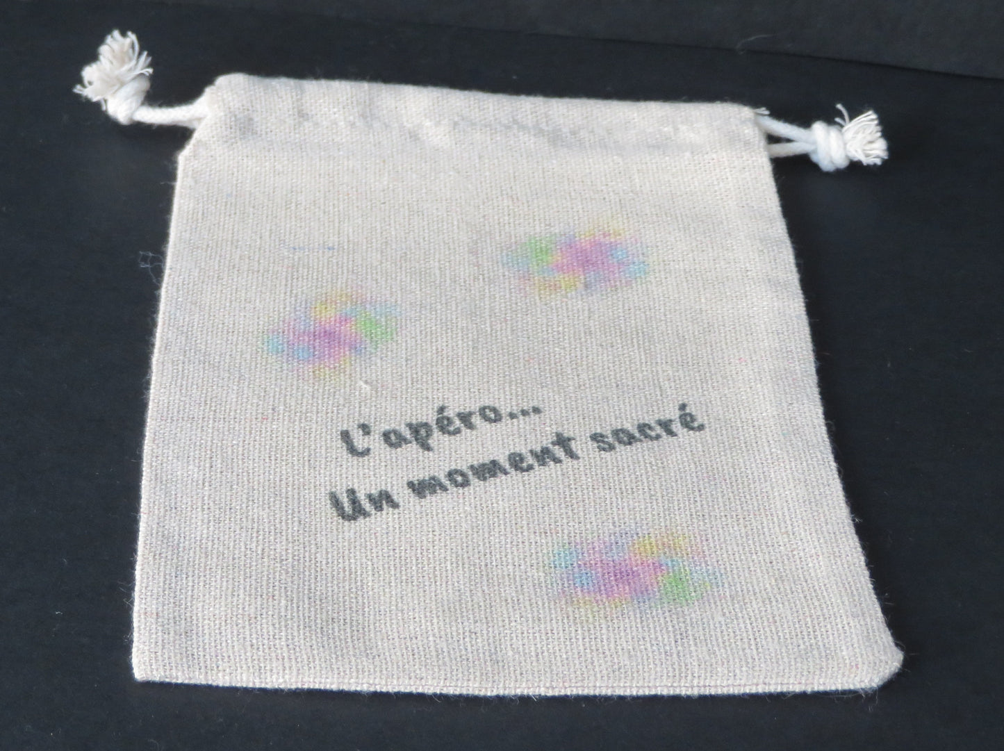 Pochette en jute "L'apéro ... Un moment sacré" - Pour ranger vos sous-verres avec style