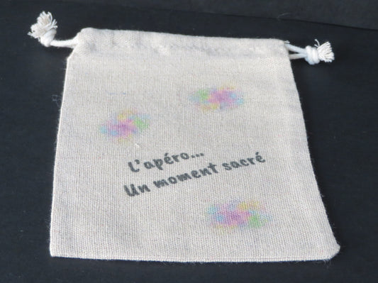 Pochette en jute "L'apéro ... Un moment sacré" - Pour ranger vos sous-verres avec style