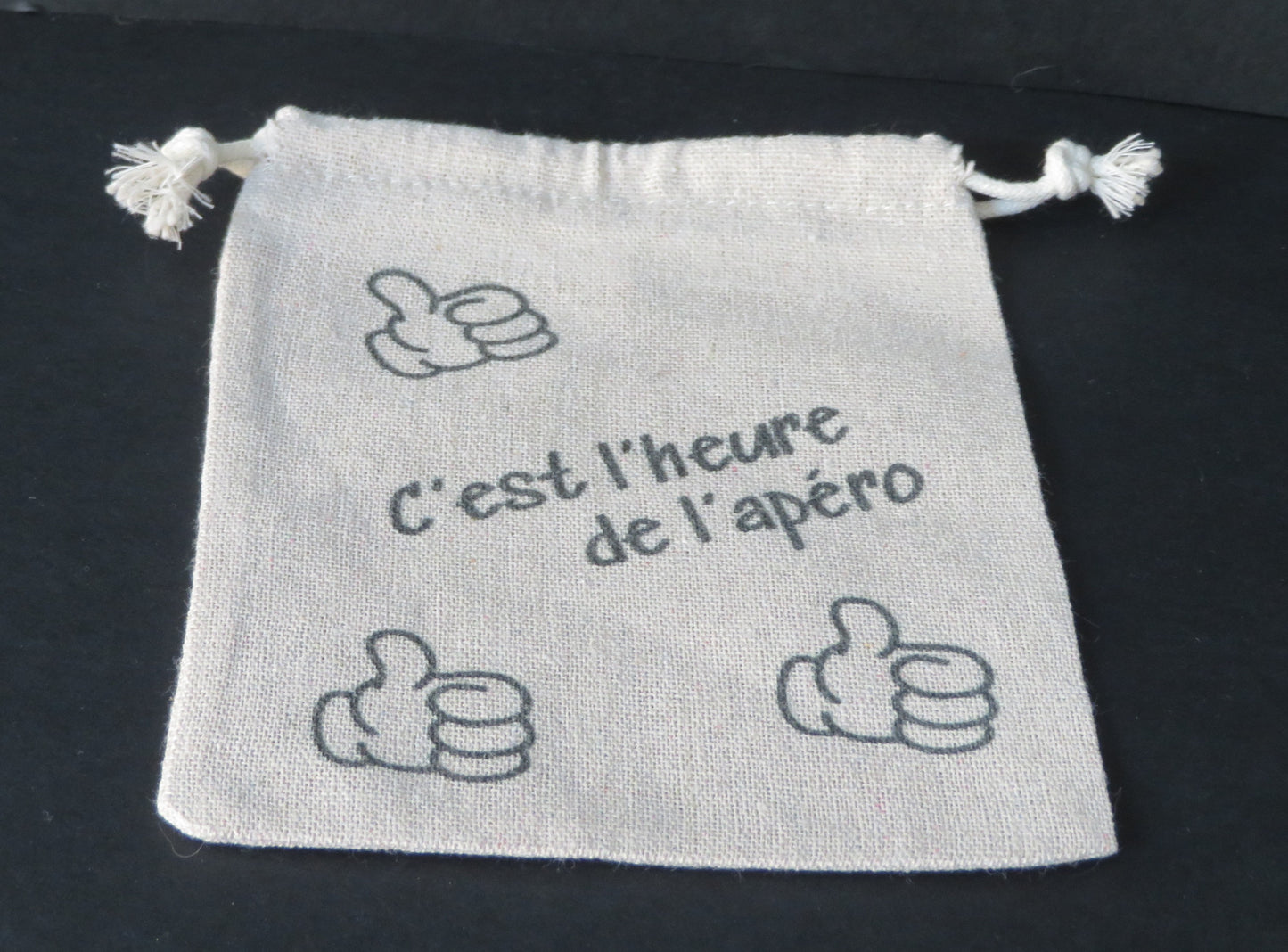 Pochette en jute " C'est l'heure de l'apéro" - Pour ranger vos sous-verres avec style