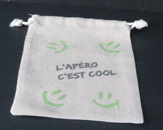 Pochette en jute "L'apéro c'est cool" - Pour ranger vos sous-verres avec style